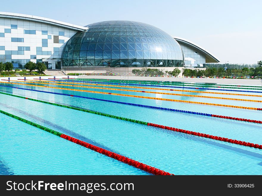 Outdoor competition lap swimming pool. Outdoor competition lap swimming pool