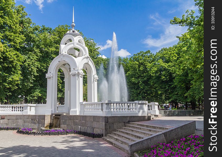 Photo of famous Mirror Stream fountain one of landmarks of Kharkov. Photo of famous Mirror Stream fountain one of landmarks of Kharkov