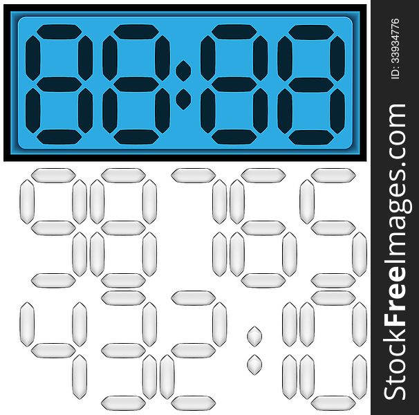 Digital clock vector isolated set eps10