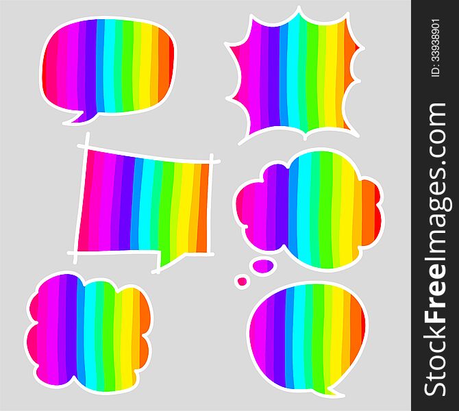 Hand-drawn colorful speech bubbles