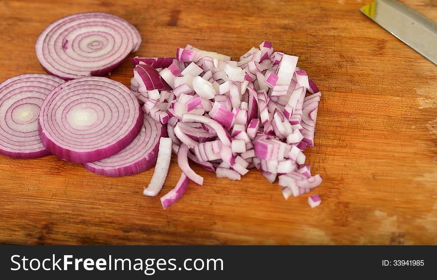 This image is of onions being sliced up for cooking. This image is of onions being sliced up for cooking.