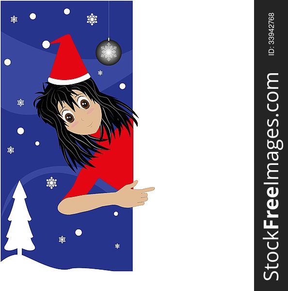 Christmas card with girl style manga. Christmas card with girl style manga