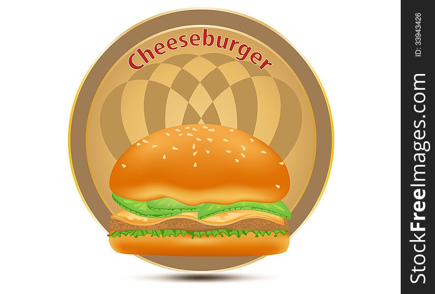 Cheeseburger label on a white background