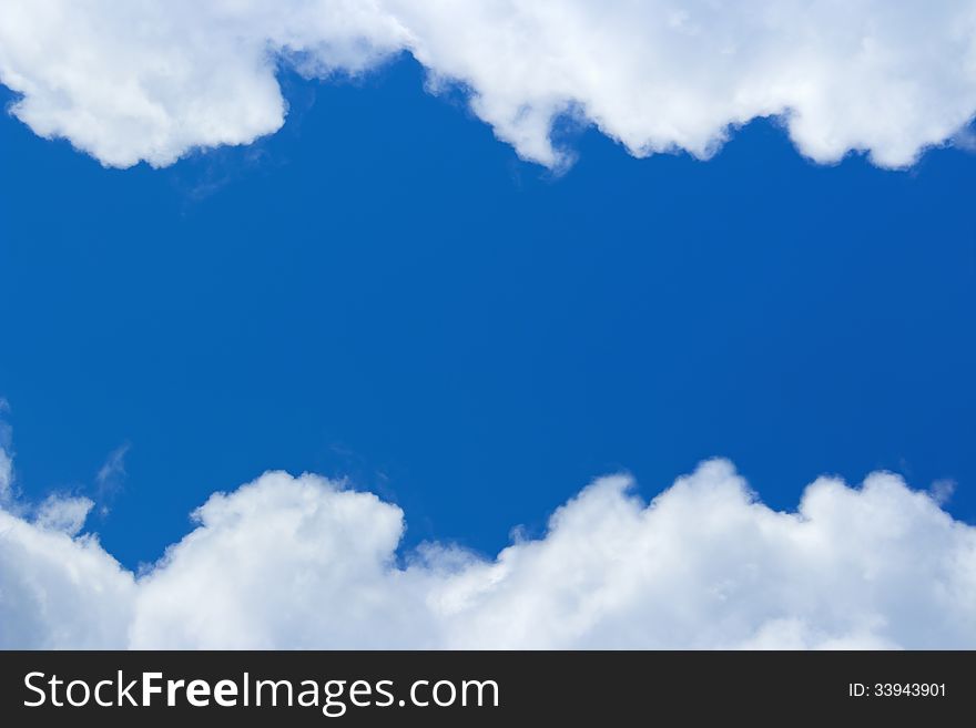 White clouds in blue sky, for nature frames and backgrounds. White clouds in blue sky, for nature frames and backgrounds