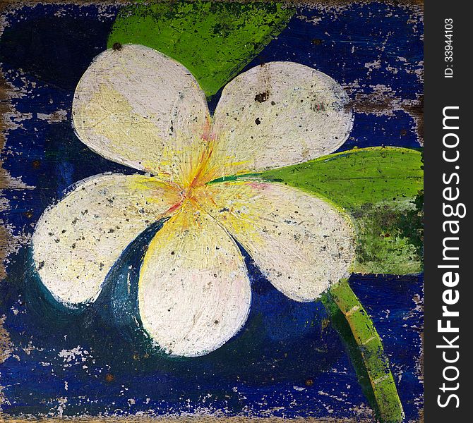 Old paint of Plumeria flower in square format