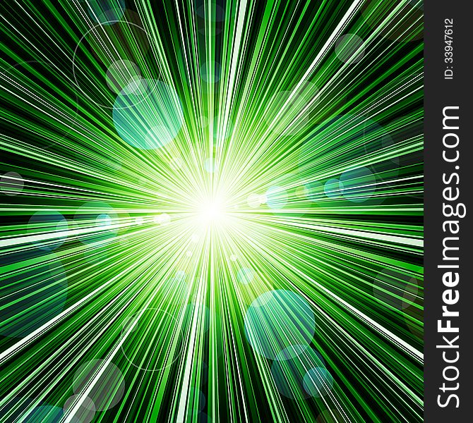 Abstract Green Stripes Burst Background