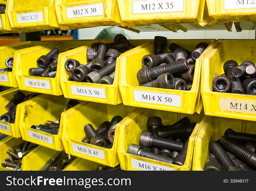 Arrangement of yellow toolbox with socket. Arrangement of yellow toolbox with socket