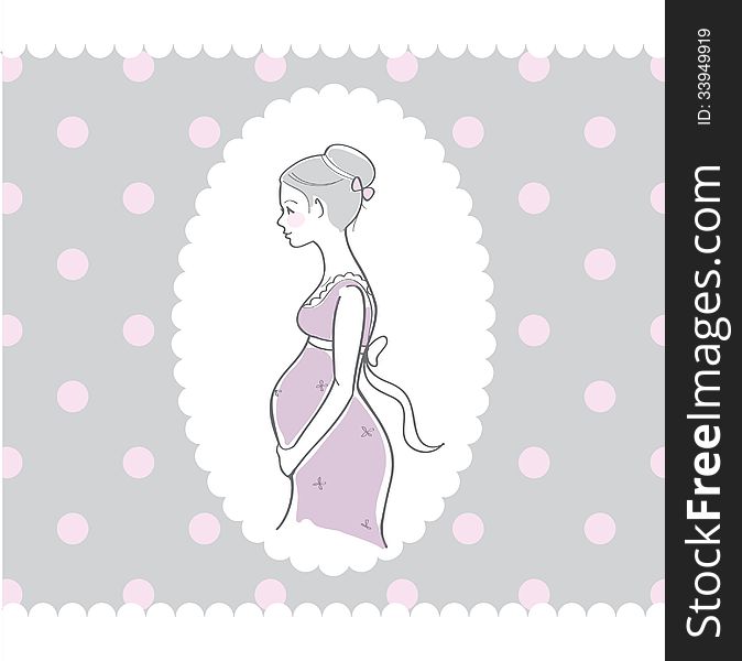 Background With Hand Drawn Pregnant Woman