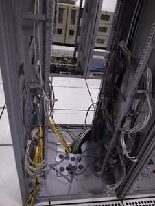 Old Data Center Rack With Left Behind Cables Stock Photography Old Data Center Rack With Left Behind Cables Stock Photography