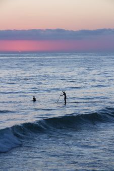 Beach Sunset Silhouette Stock Photography