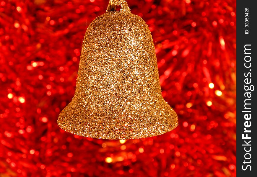 New Year, Christmas, a bell on a red background