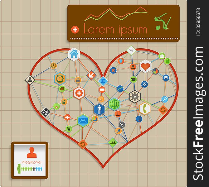 Modern  abstract info graphic design - heart lines