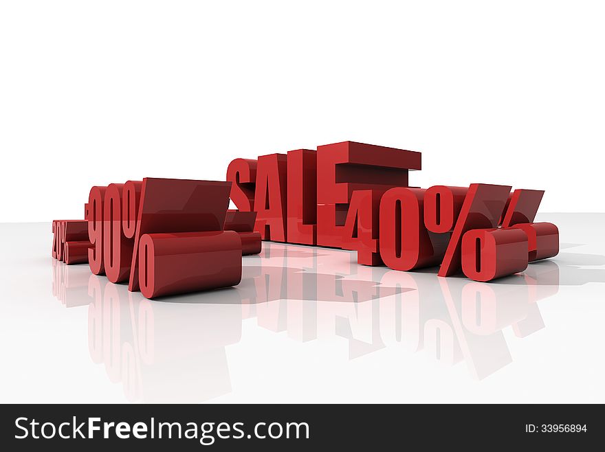 Sale Discount Set With Volume 3D Font