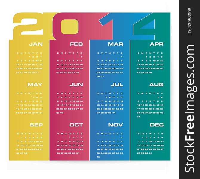 Simple calendar 2014 for your design