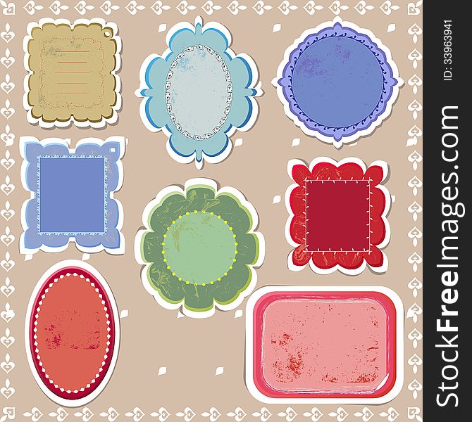 Vintage retro stickers vector illustration in scrapbook style