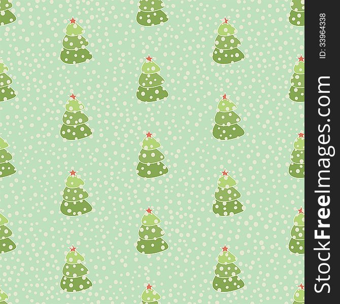 Christmas tree retro seamless background, vector illustration