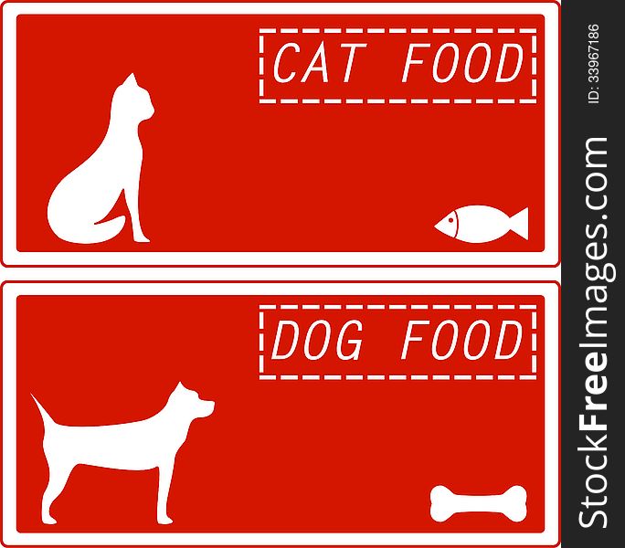 Set red background for pet food symbol. Set red background for pet food symbol