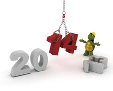 Tortoise Bringing In The New Year Royalty Free Stock Photo