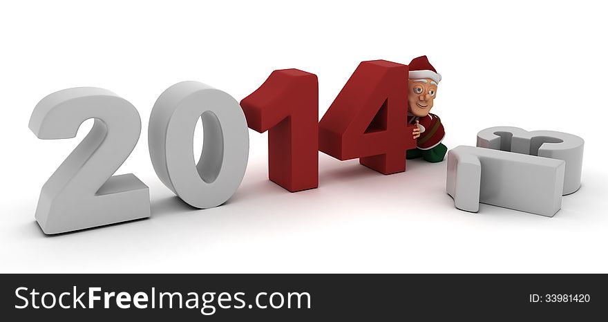 3D Render of an Elf character bringing in the new year