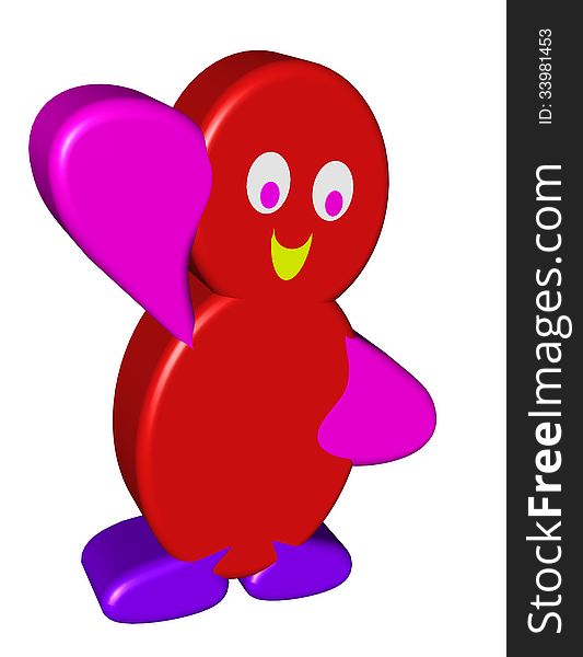 A cuddly happy waving red balloon cartoon character. A cuddly happy waving red balloon cartoon character.