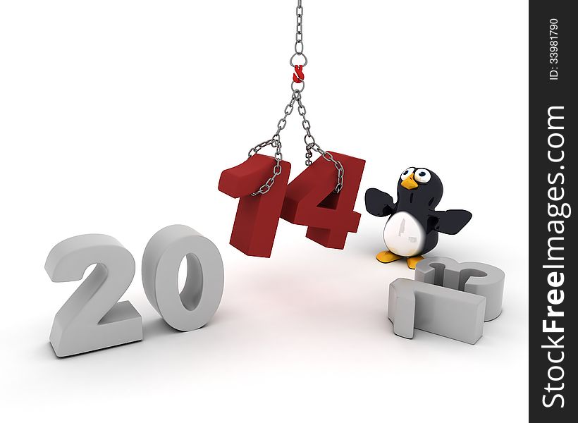 Penguin Character Bringing In The New Year