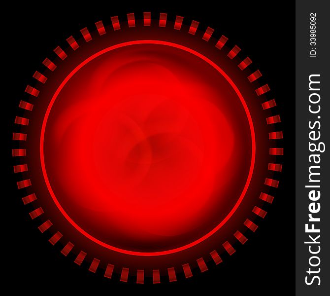 Black background and red abstract circle