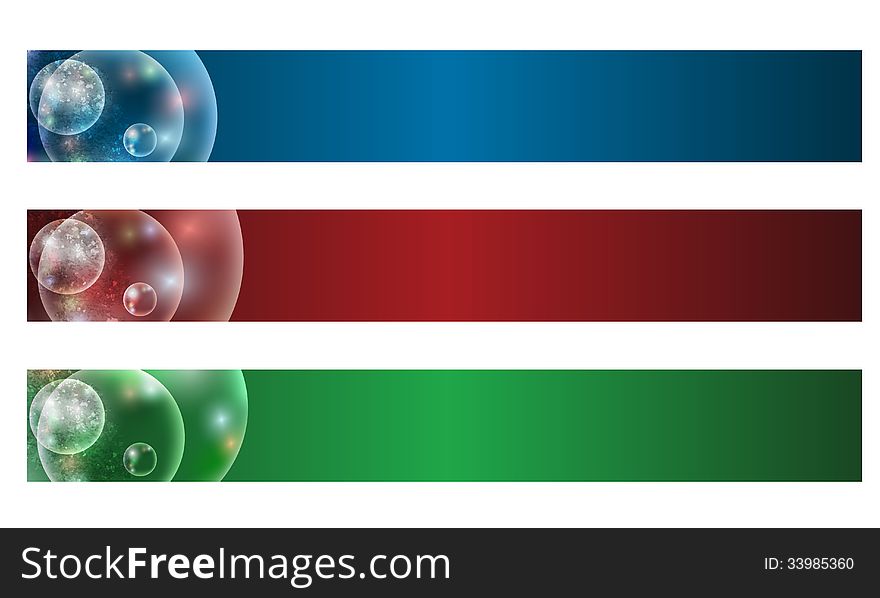 Three abstract banner with bubble