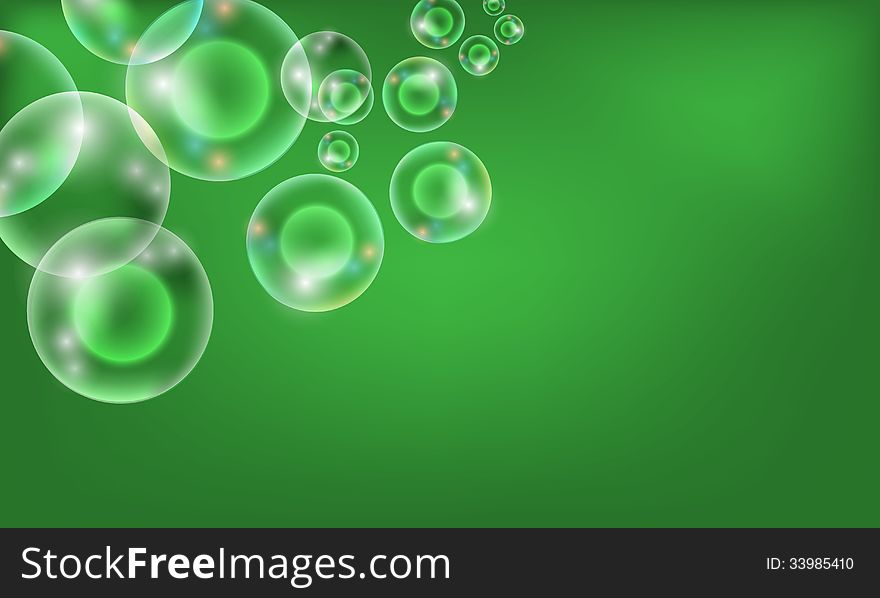 Green abstract background with bubble
