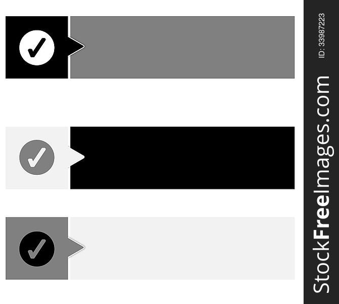 Set of three banners with check box