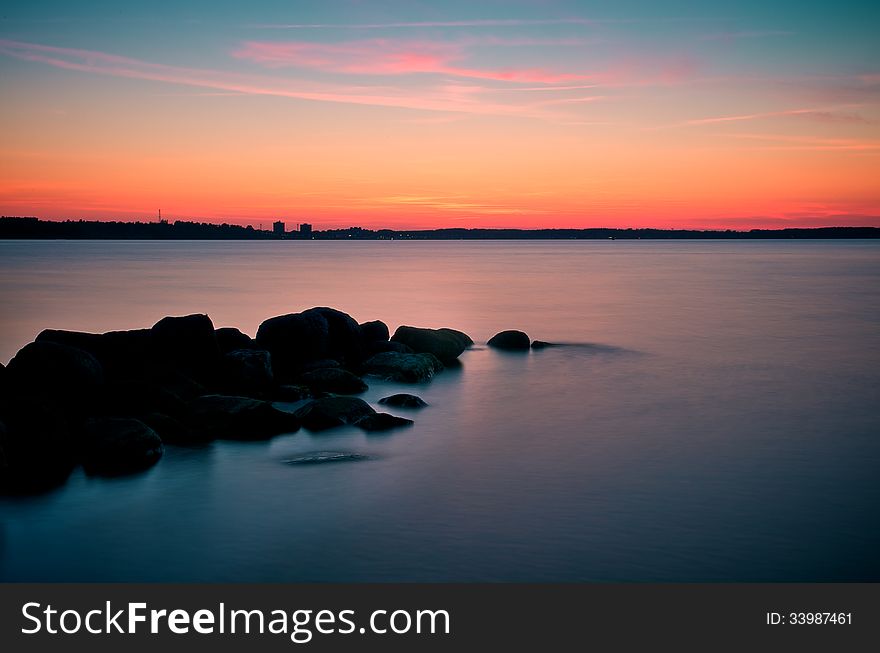 Sunset in laboe, germany