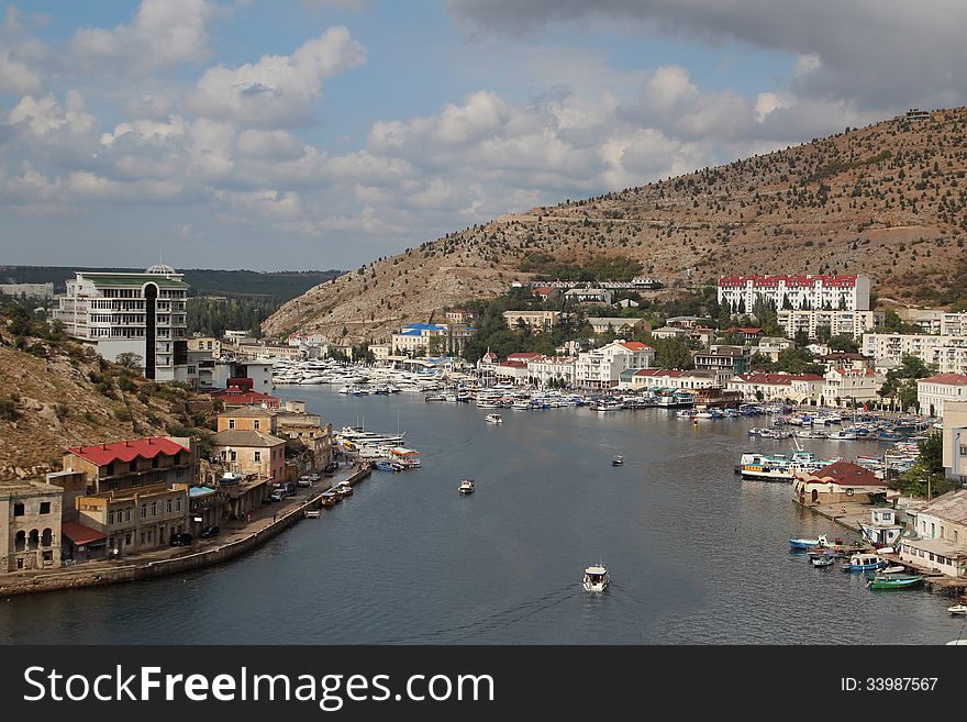 Balaklava bay as seen from Genoese fortress Cembalo, Balaklava, Sevastopol, Ukraine. Balaklava bay as seen from Genoese fortress Cembalo, Balaklava, Sevastopol, Ukraine