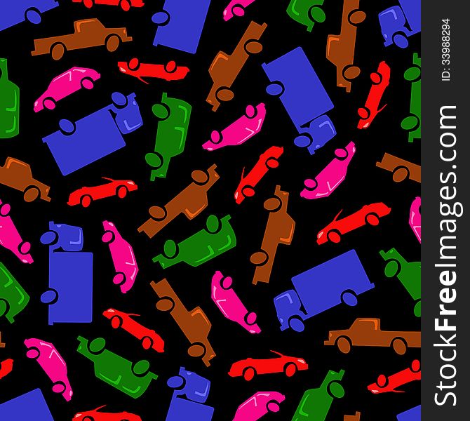 Seamless pattern made of colorful abstract cartoon cars. Seamless pattern made of colorful abstract cartoon cars