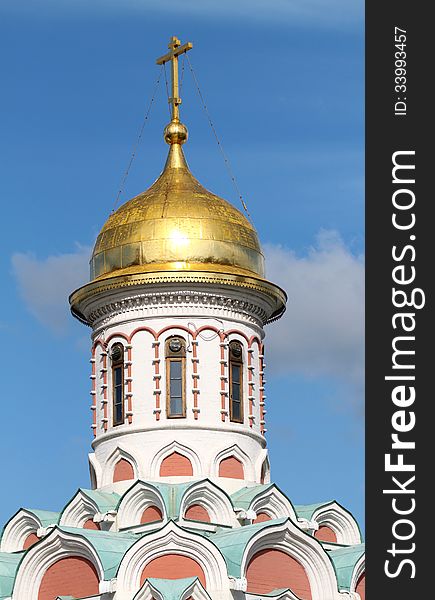 Magnificent views of the dome of the church of the Kazan Kremlin in Moscow