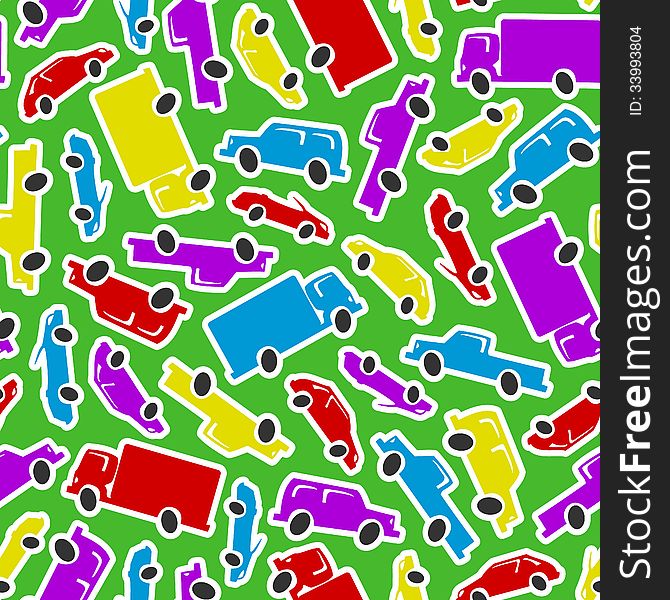 Seamless pattern made of paper look abstract cartoon cars. Seamless pattern made of paper look abstract cartoon cars