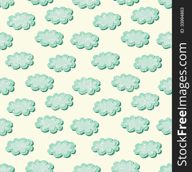 Clouds shabby seamless pattern