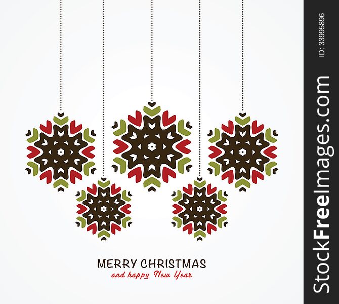 Christmas background with hanging snowflakes