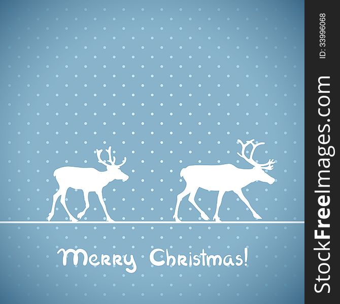 Vector christmas blue greeting card with deers. Vector christmas blue greeting card with deers.