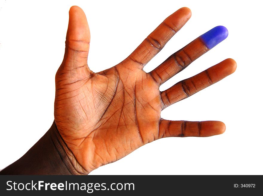 This is an image of a hand with a blue finger tip, metaphor for special. This is an image of a hand with a blue finger tip, metaphor for special.