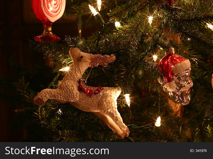 Christmas Ornaments on a Christmas tree