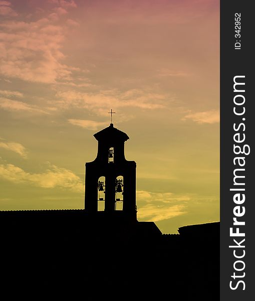 Sunset Over Chappel Silhouette