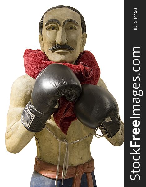 Boxing man statue white backgroound. Boxing man statue white backgroound