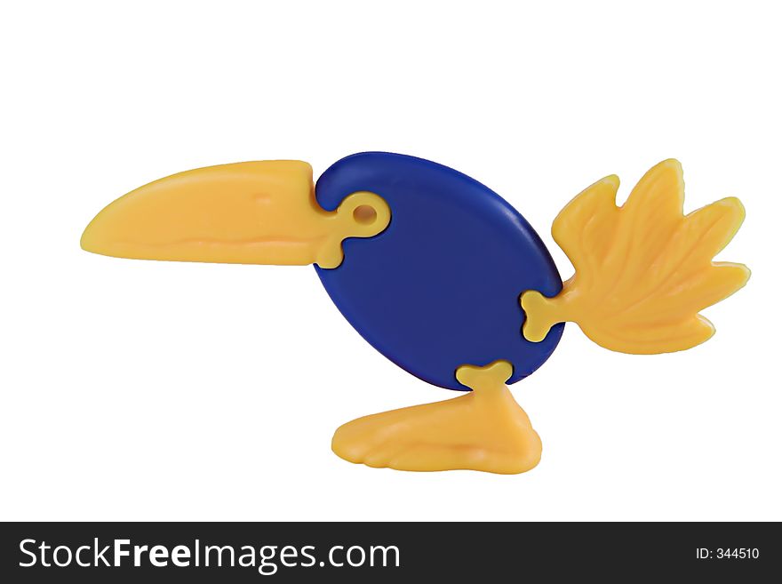 A plastic toy parrot