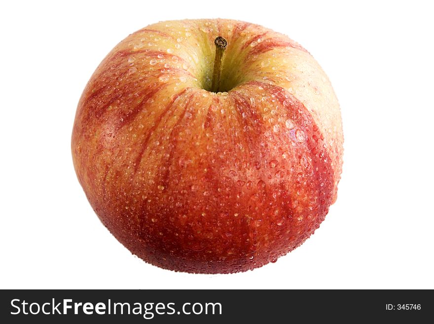 Isolated wet apple over white background