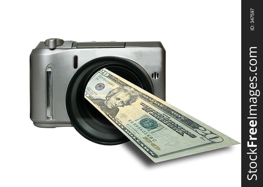 Conceptual of the money that can be made with photography. Conceptual of the money that can be made with photography