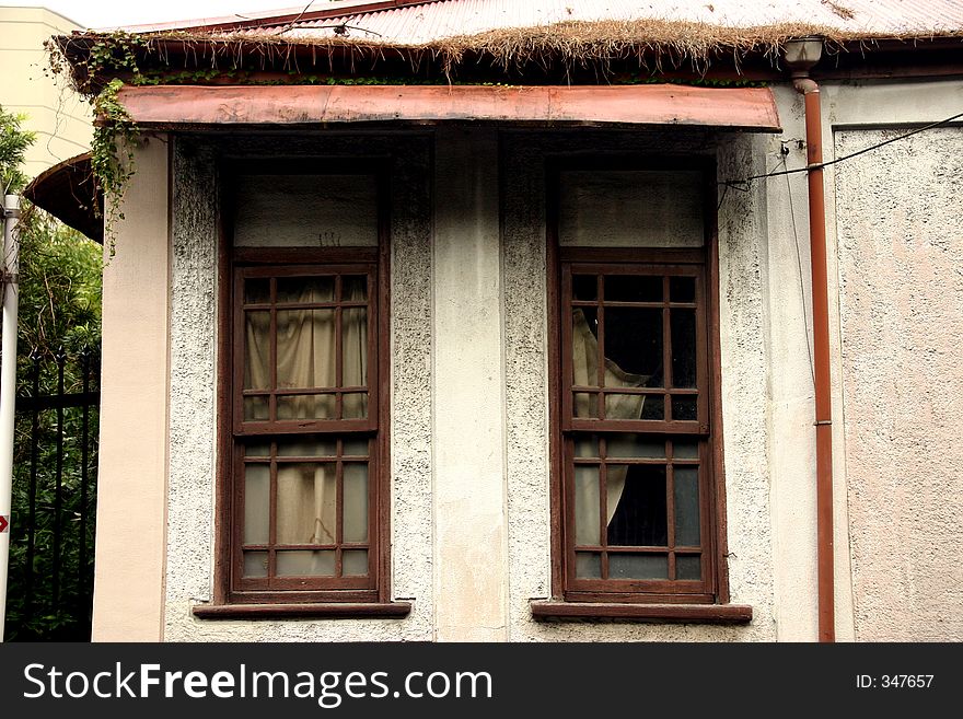 Two windows on an old japanese house. Two windows on an old japanese house