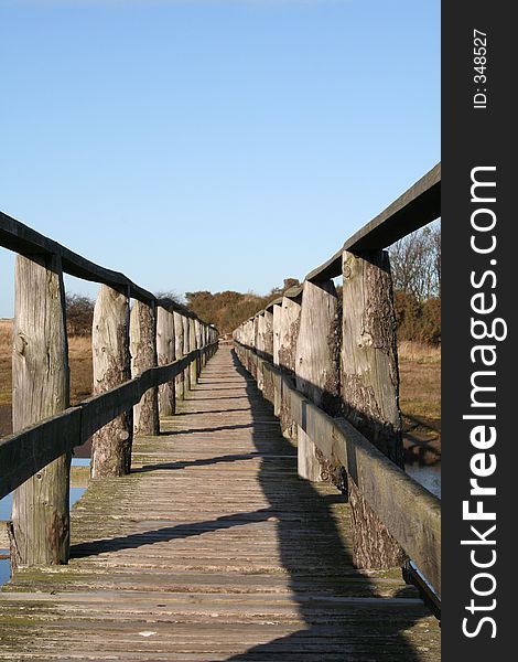 A long wooden Bridge in Nature reserve.