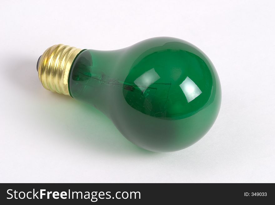 A green light bulb