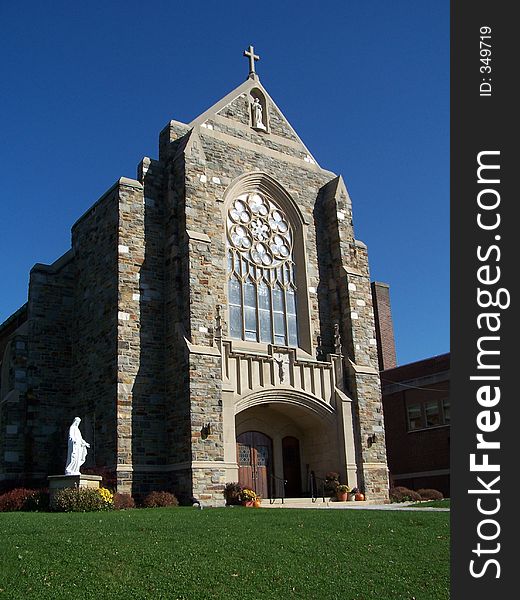 Church,sky and cross.