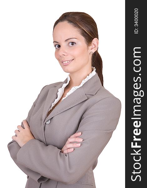 Beautiful confident businesswoman - over a white background. Beautiful confident businesswoman - over a white background