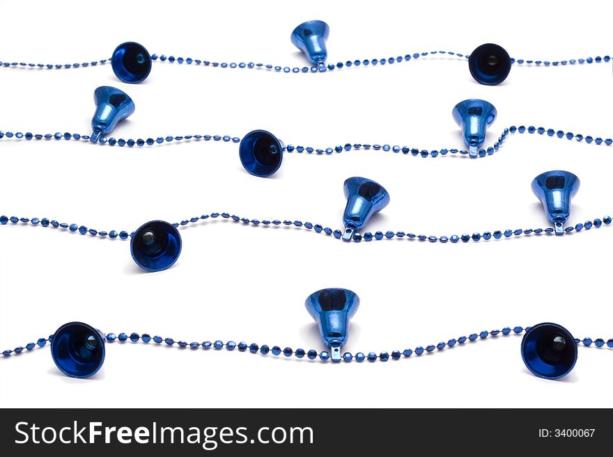 Blue christmas bells on a white background